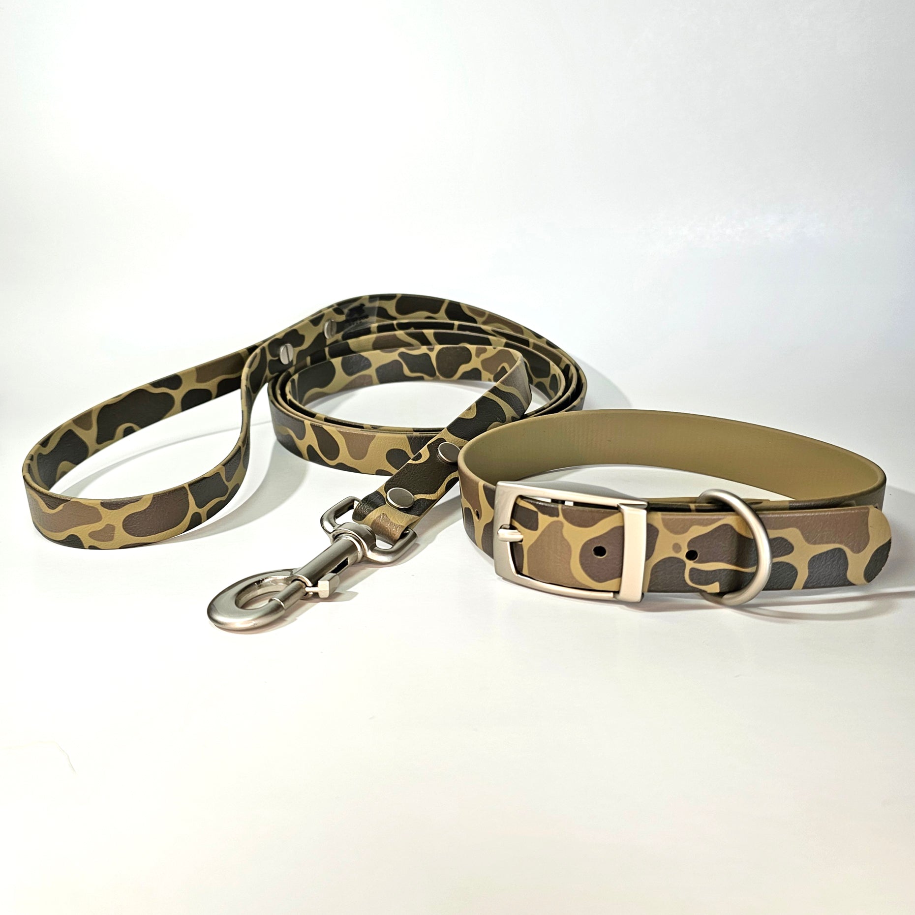 Matching Set WDG Vintage Camo Biothane Collar Lead Water Dog Gear