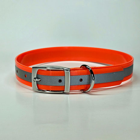 WDG Personalized Reflective Buckle Collar - 1" Biothane Gold Standard