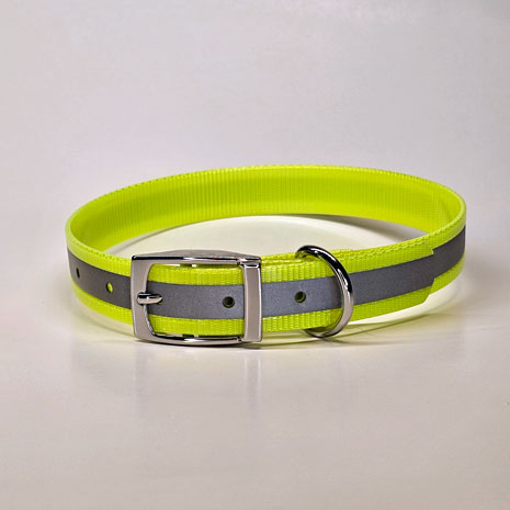 WDG Personalized Reflective Buckle Collar - 1" Biothane Gold Standard