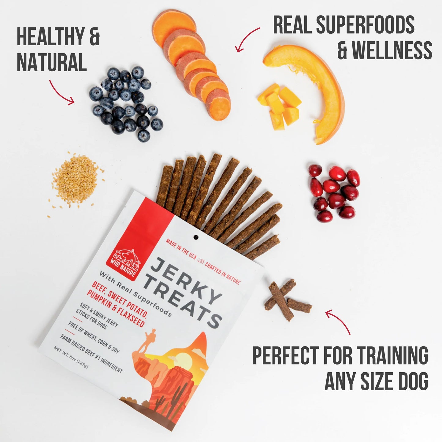 Wild Ranger BEEF & SUPERFOODS DOG JERKY TREATS 8OZ