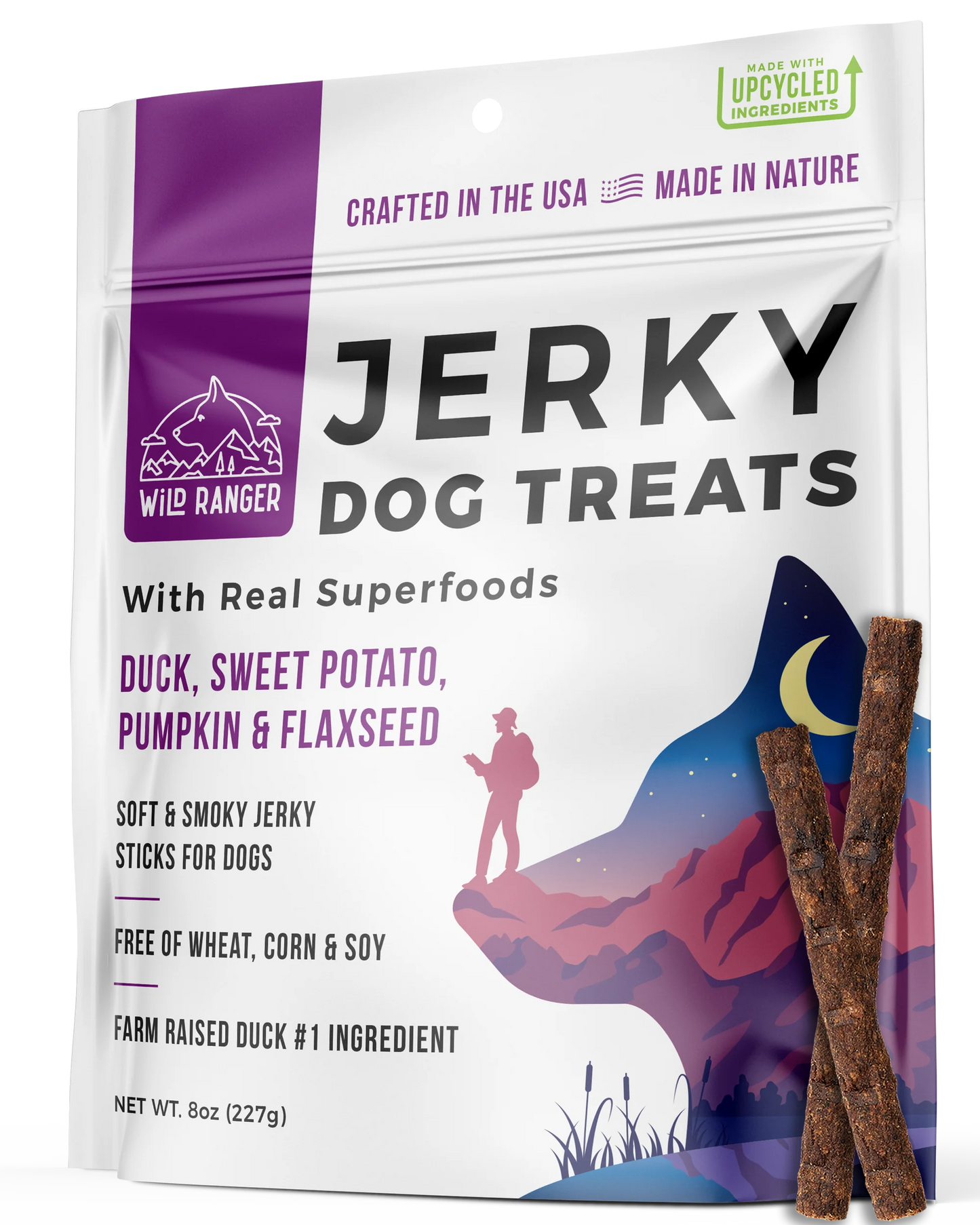 Wild Ranger DUCK & SUPERFOODS DOG JERKY TREATS 8OZ