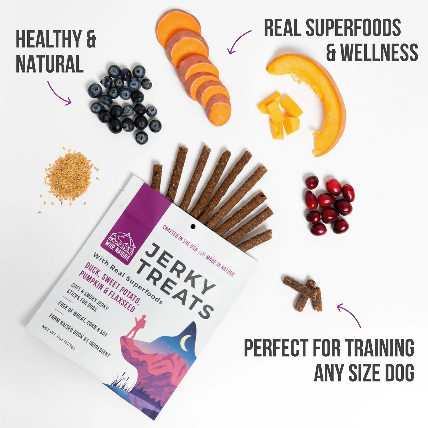 Wild Ranger DUCK & SUPERFOODS DOG JERKY TREATS 8OZ