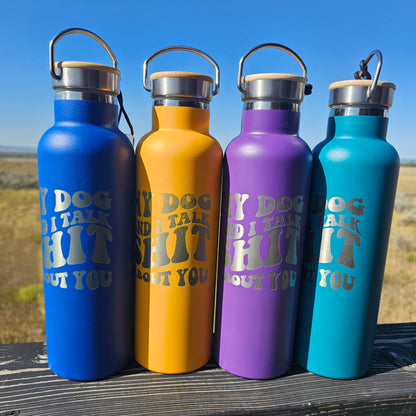 Engraved Insulated Bottle - 25oz Classic Bamboo Stainless Steel