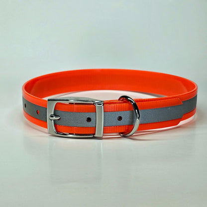 WDG Personalized Reflective Buckle Collar - 1" Biothane Gold Standard