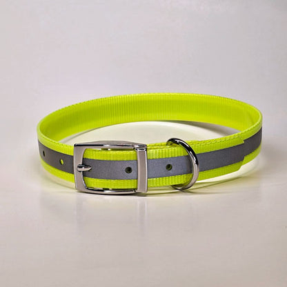 WDG Personalized Reflective Buckle Collar - 1" Biothane Gold Standard
